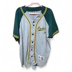 Vintage XL NFL Green Bay Packers Baseball Style Jersey Shirt True Fan RARE JIT19